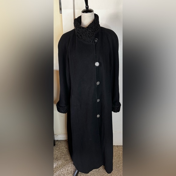 Vintage Wool and Cashmere Trench Coat 90’s Feminine Elegant Goth Duster noir - Picture 2 of 15